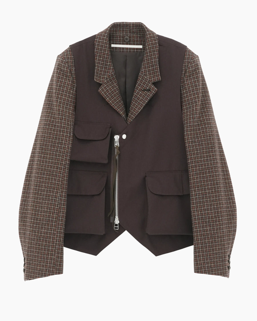 VEST LINER CROPPED JACKET BROWN