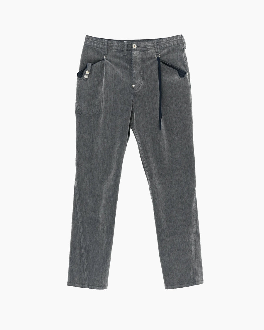 FLOCKED DENIM POLICE TROUSERS GREY