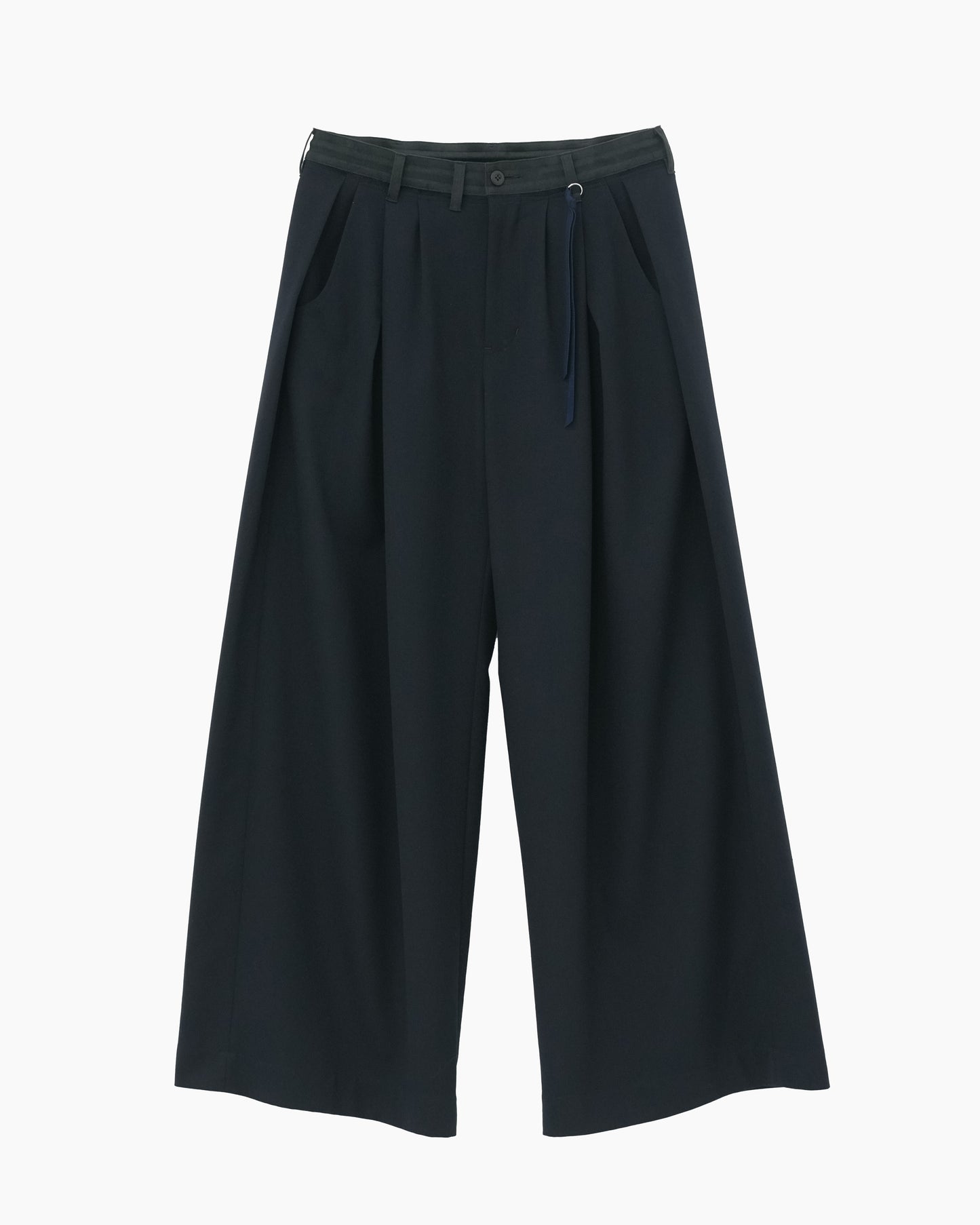 4-TUCK WIDE SLACKS NAVY