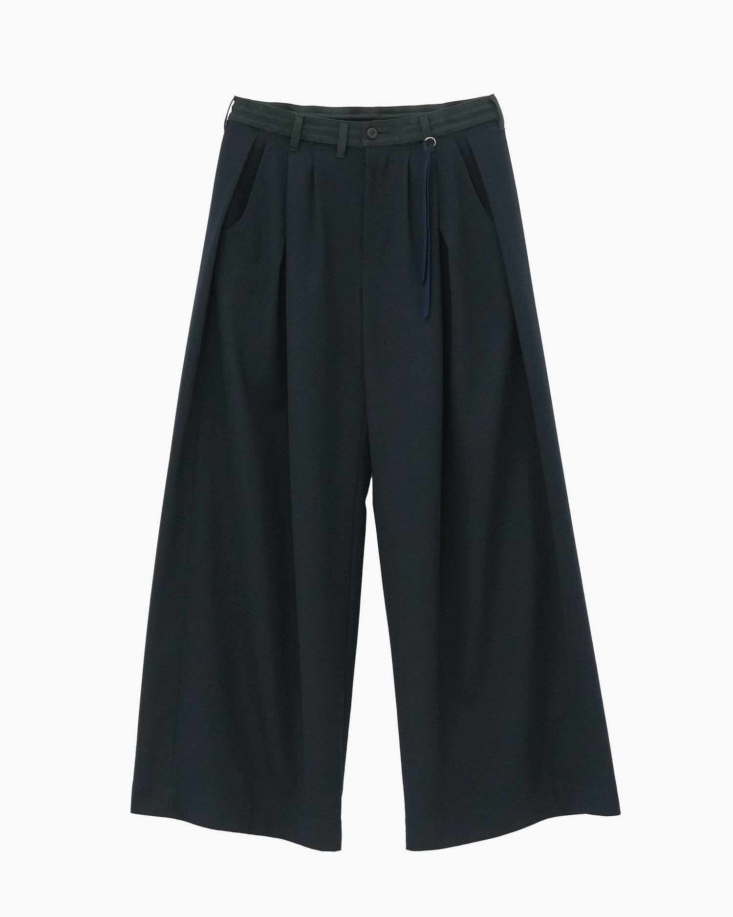 4-TUCK WIDE SLACKS NAVY
