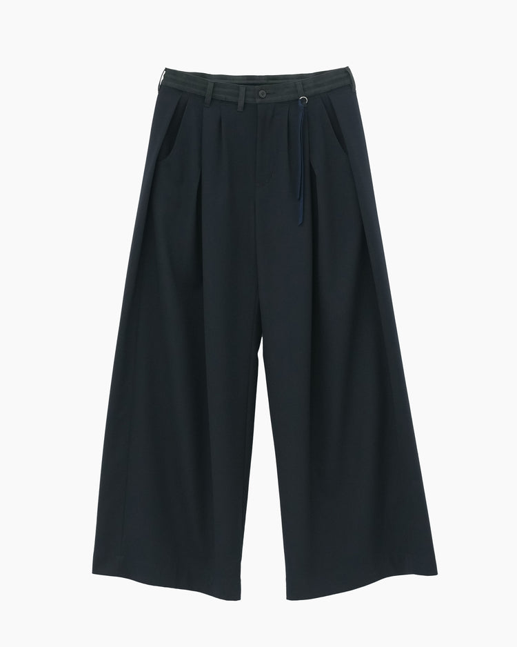 4-TUCK WIDE SLACKS NAVY