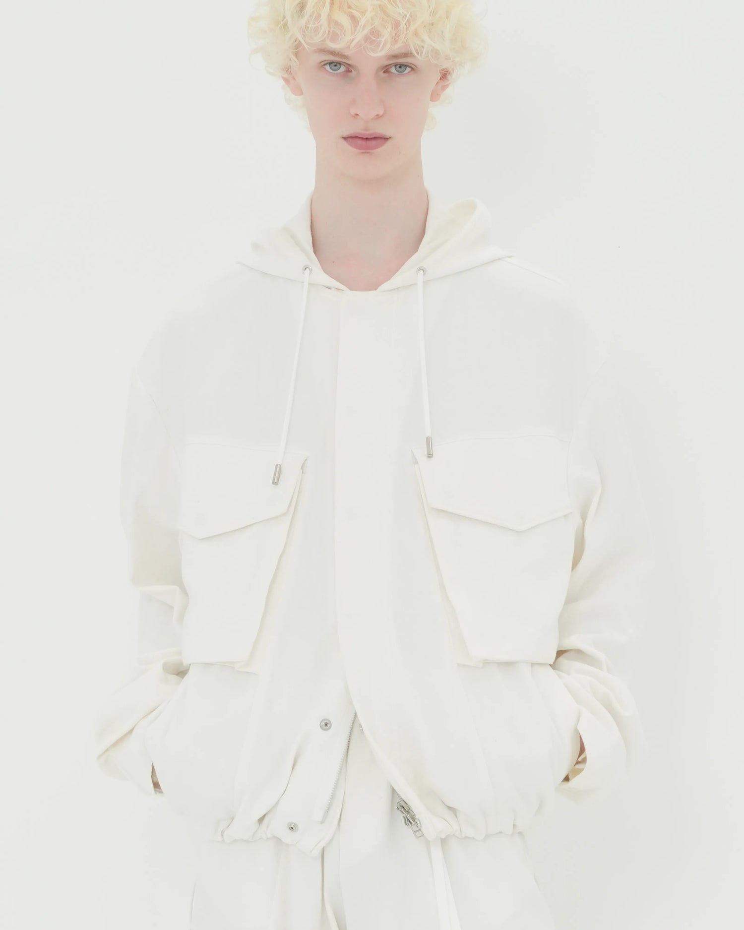 NEP SILK HOOD BLOUSON WHITE
