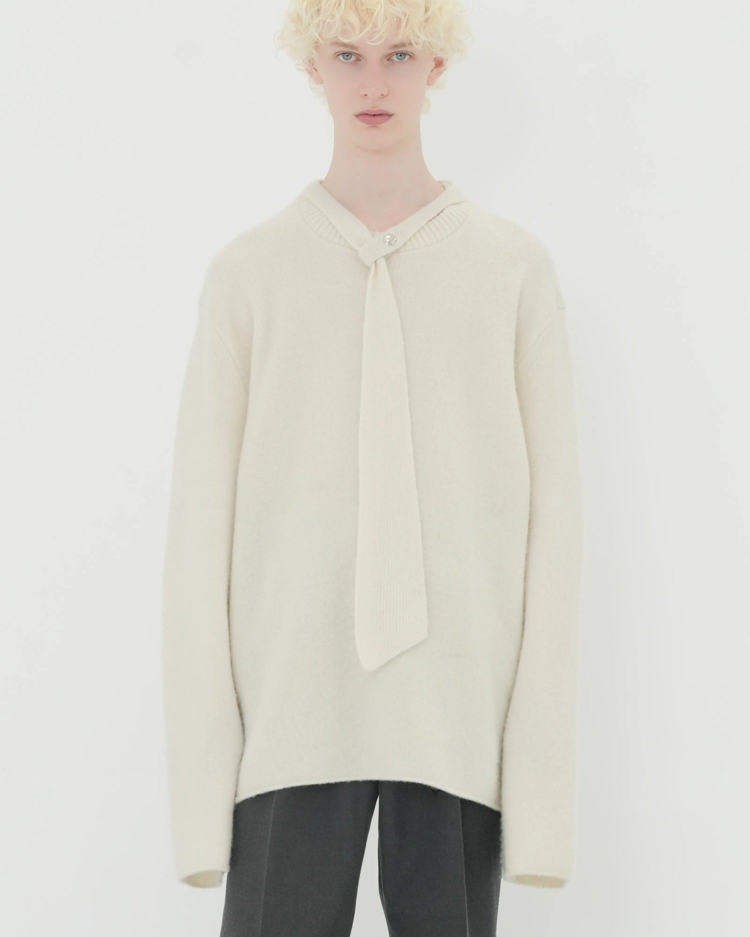 NECKTIE KNIT PO WHITE