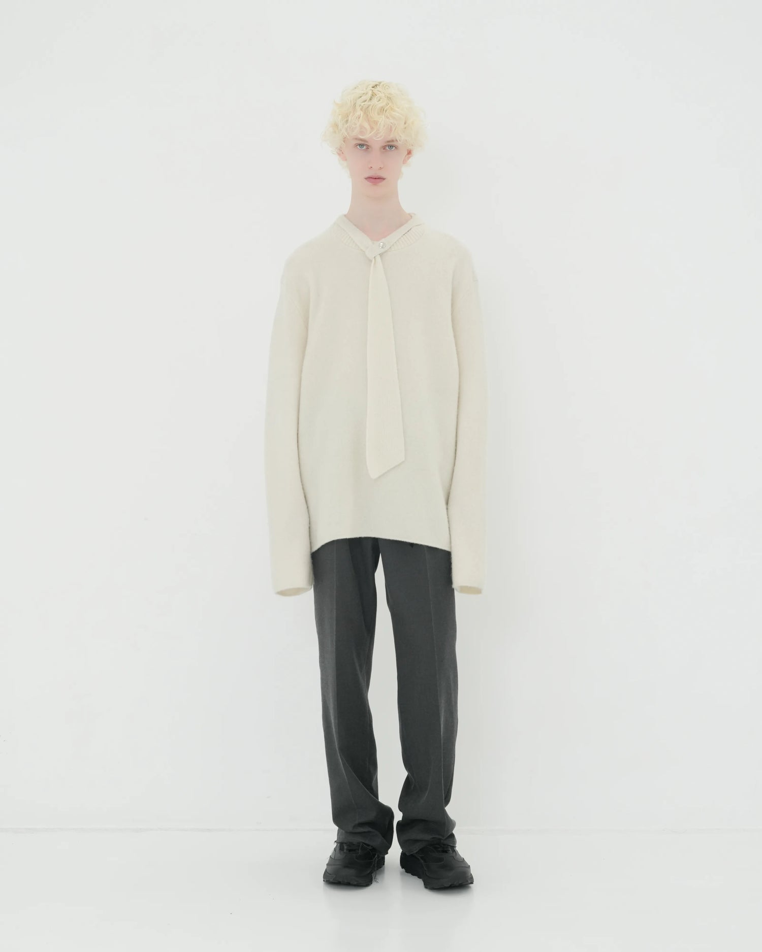 NECKTIE KNIT PO WHITE
