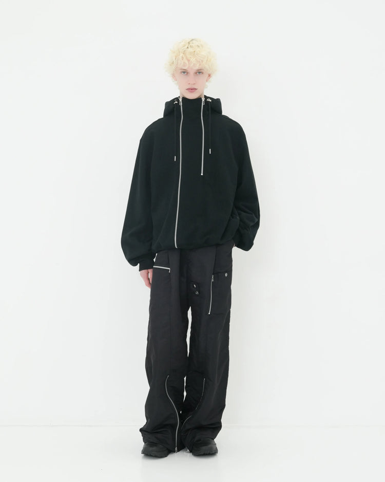 DOUBLE FRONT SWEAT HOODIE BLACK