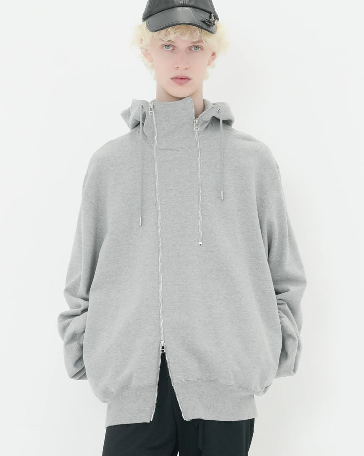 DOUBLE FRONT SWEAT HOODIE GREY