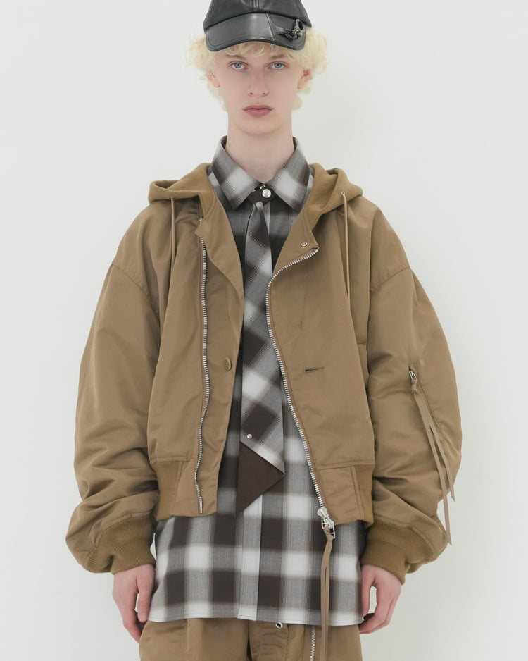 NOTCHED LAPEL HOOD MA-1 BEIGE