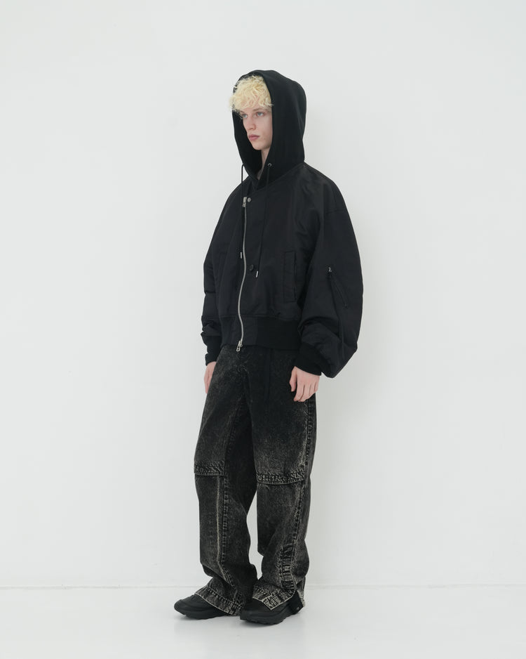 NOTCHED LAPEL HOOD MA-1 BLACK