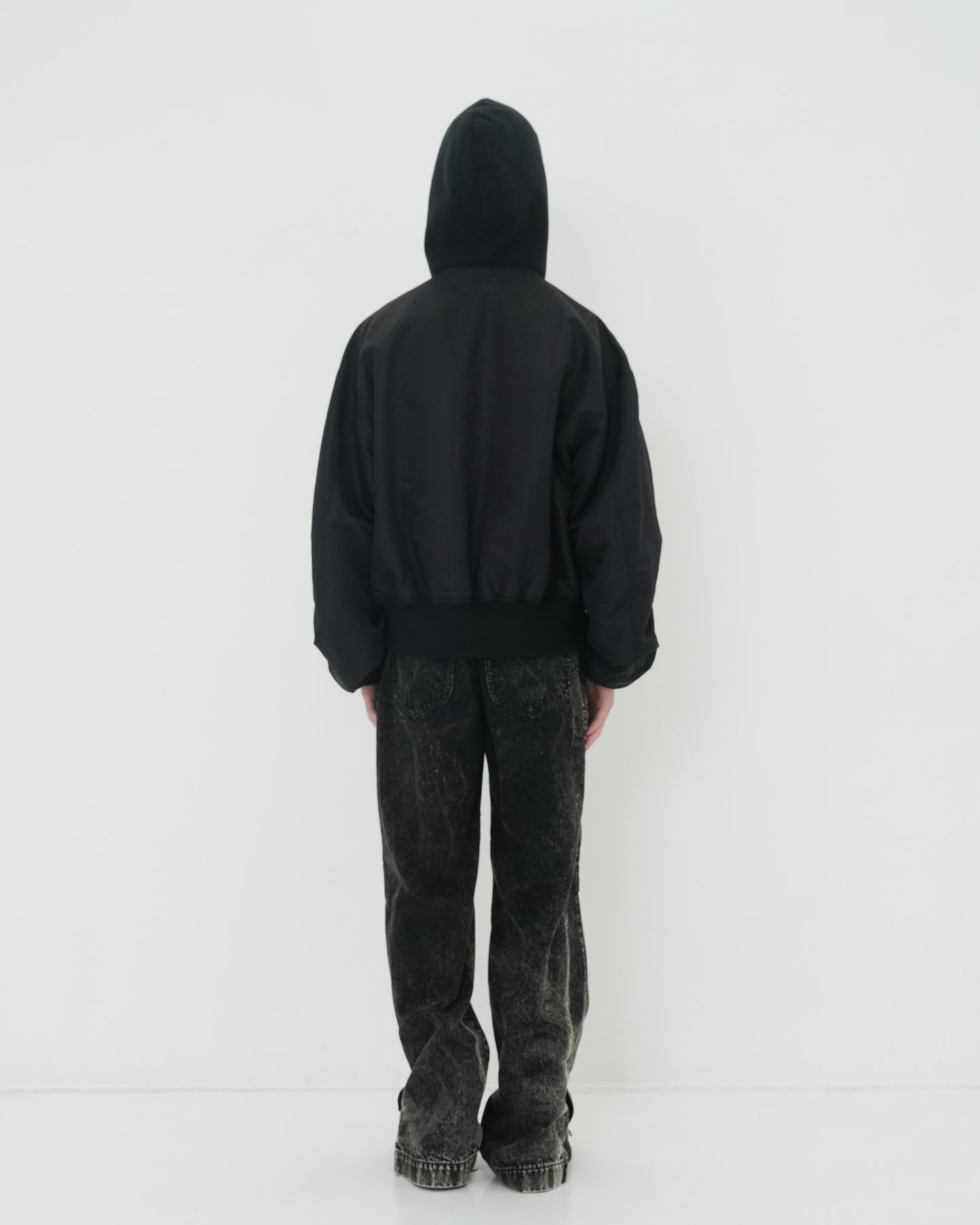 NOTCHED LAPEL HOOD MA-1 BLACK
