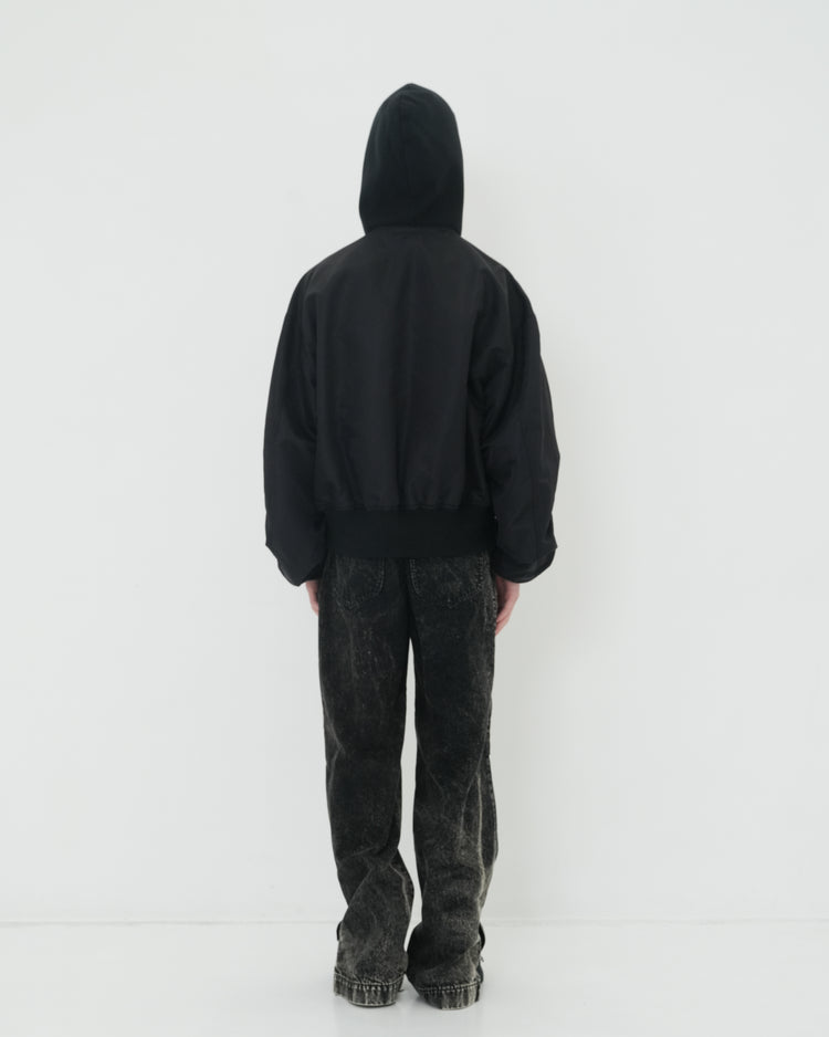 NOTCHED LAPEL HOOD MA-1 BLACK