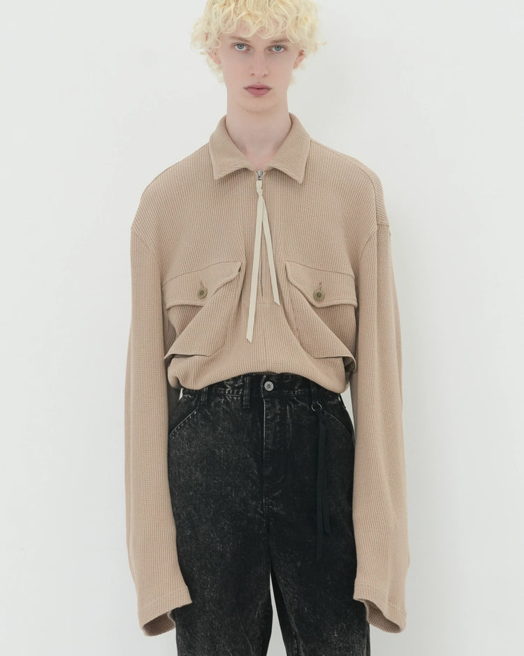 WAFFLE POLO SHIRT BEIGE
