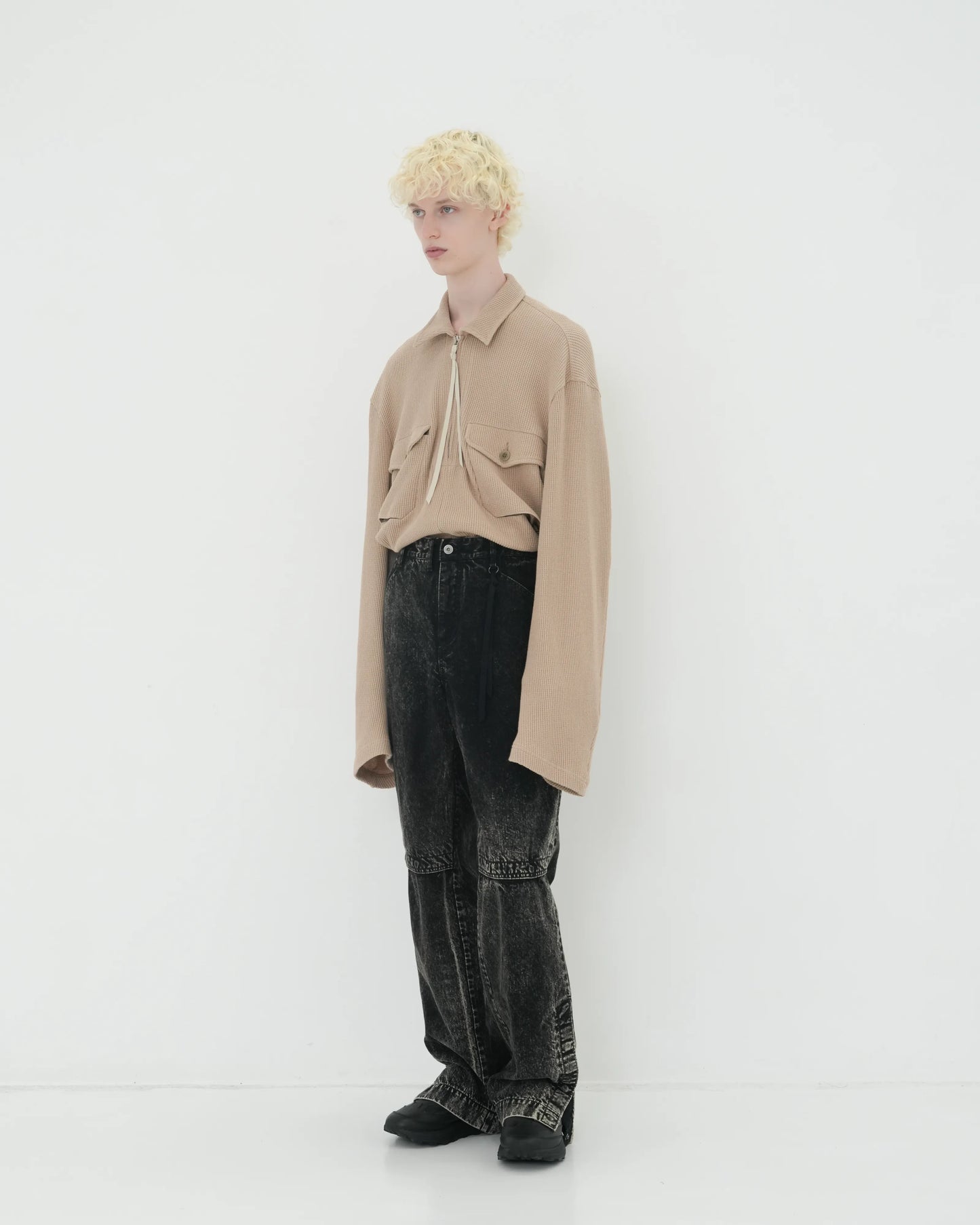 WAFFLE POLO SHIRT BEIGE