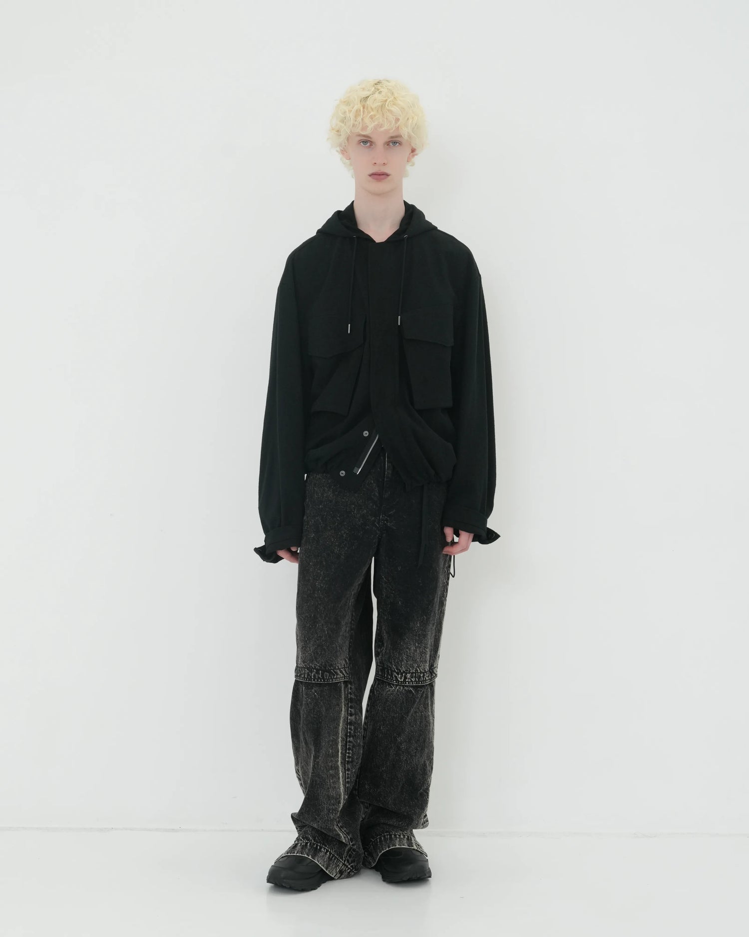 NEP SILK HOOD BLOUSON BLACK