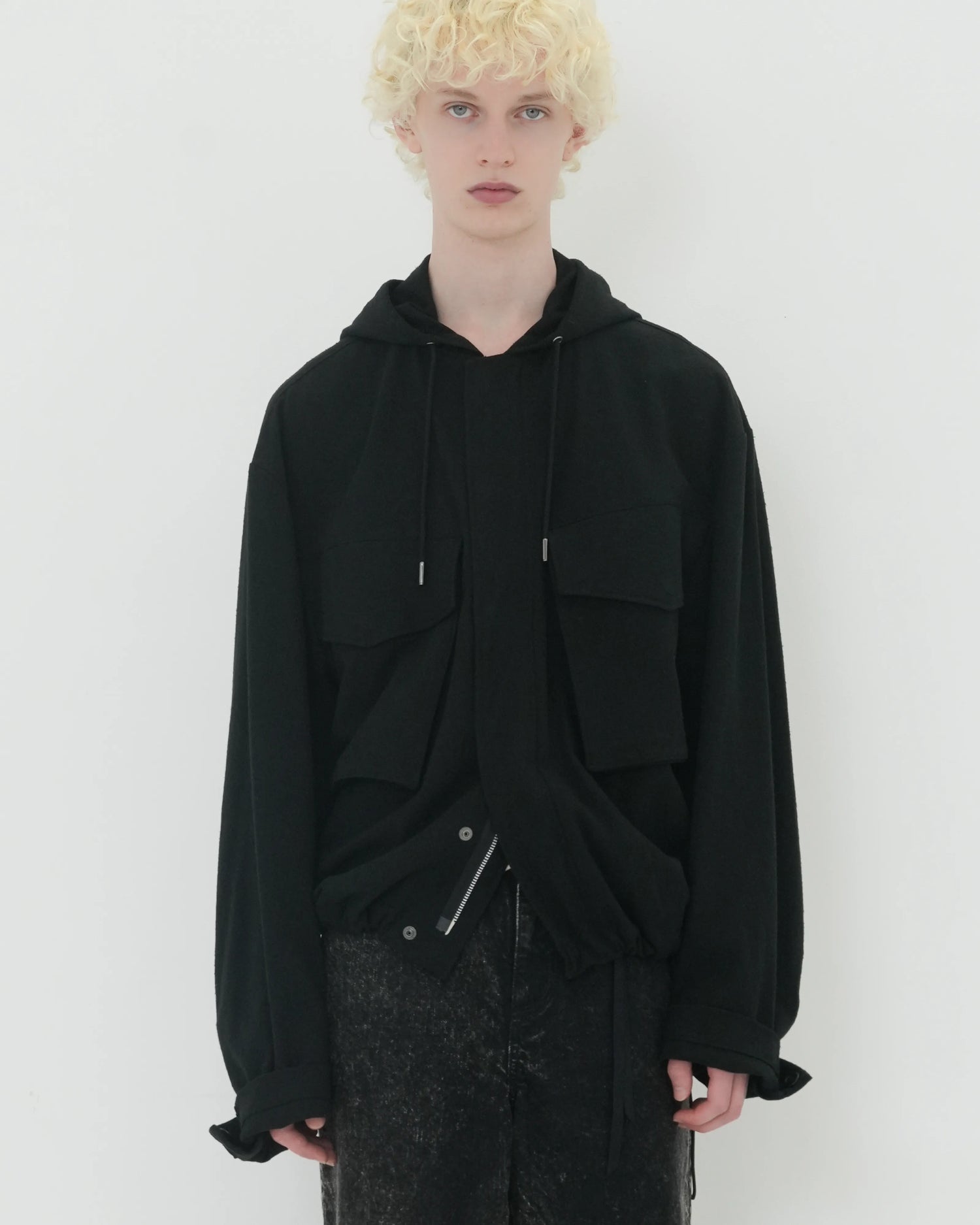 NEP SILK HOOD BLOUSON BLACK