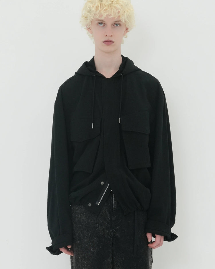 NEP SILK HOOD BLOUSON BLACK
