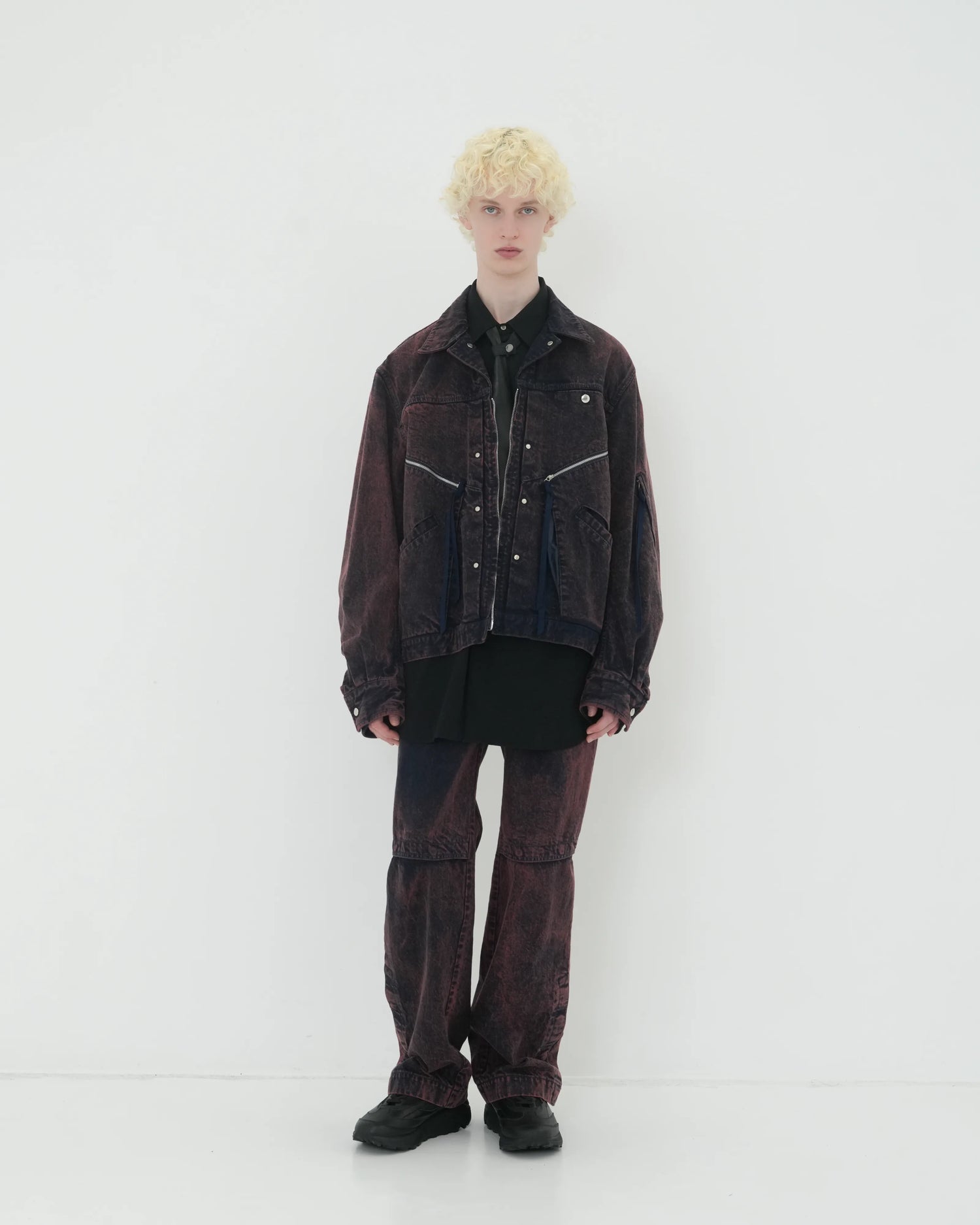 KNEE TUCK DENIM PANTS NAVY