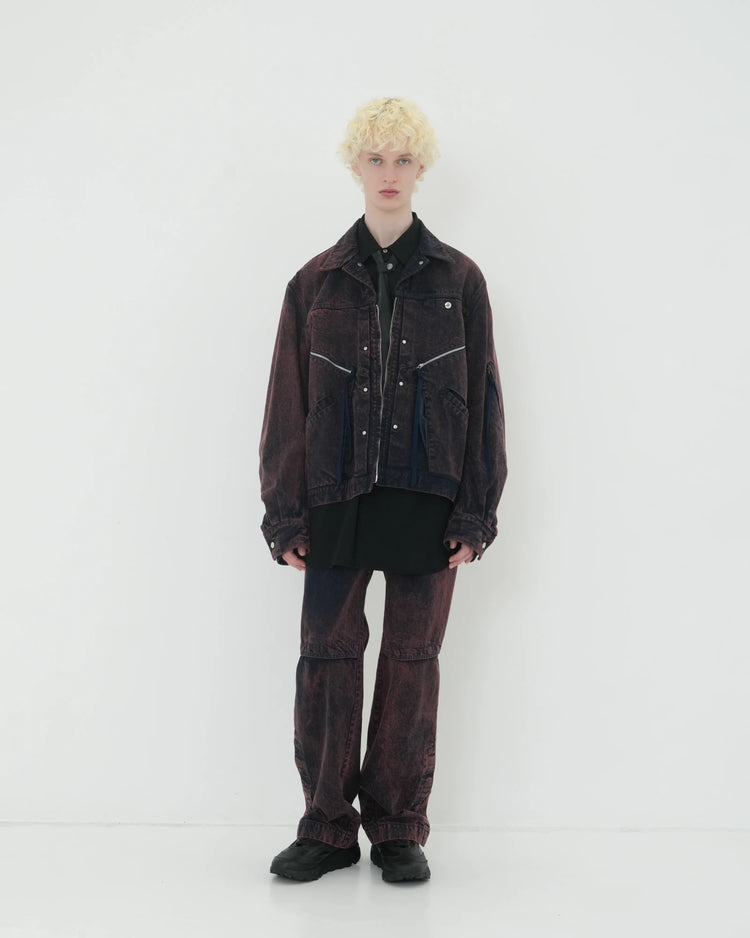 KNEE TUCK DENIM PANTS NAVY
