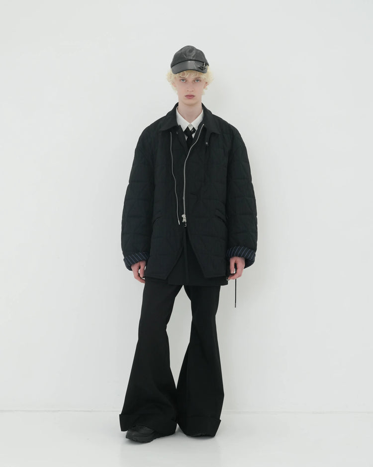 CHALK STRIPE QUILTING JACKET BLACK