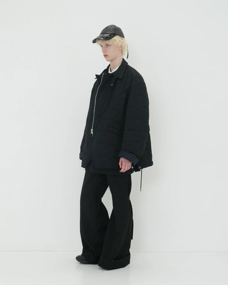 CHALK STRIPE QUILTING JACKET BLACK