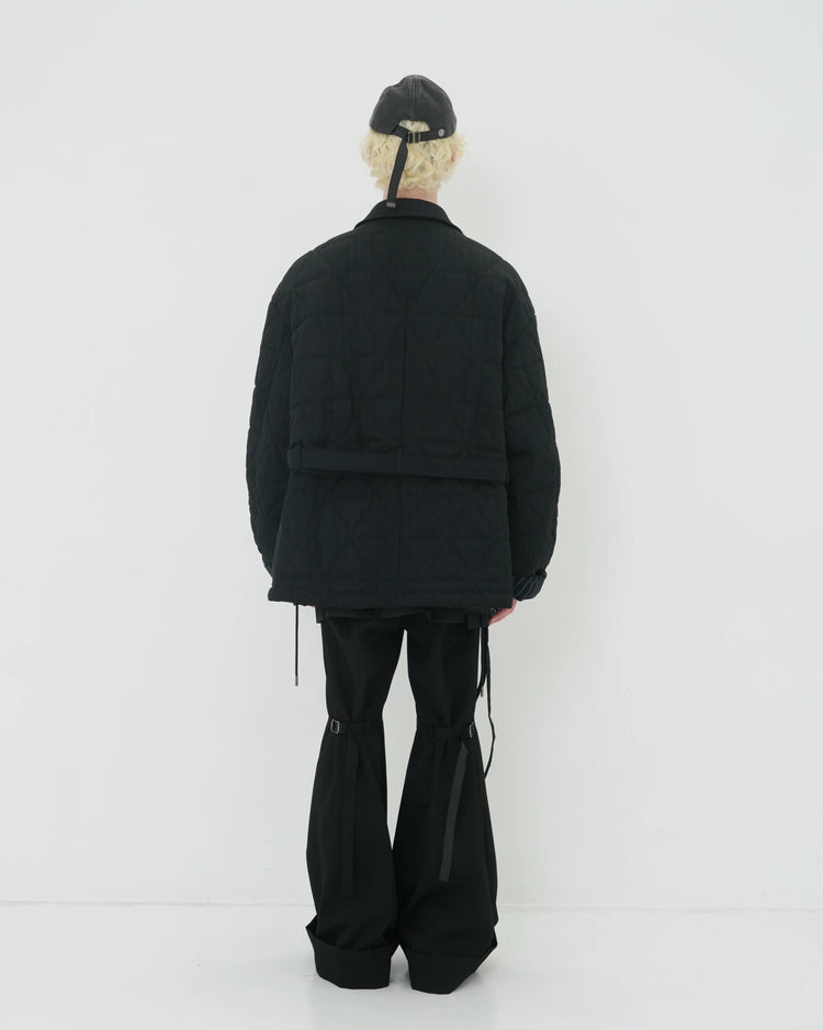 CHALK STRIPE QUILTING JACKET BLACK
