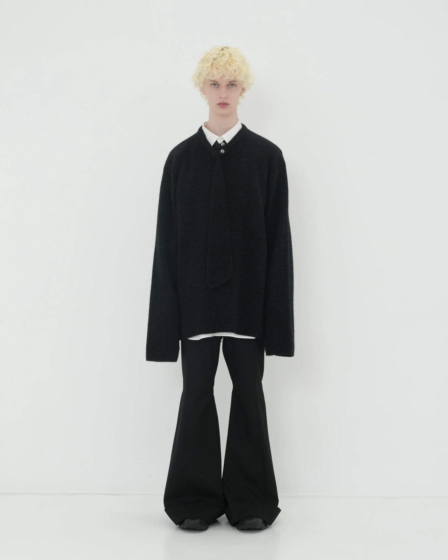 NECKTIE KNIT PO CHARCOAL