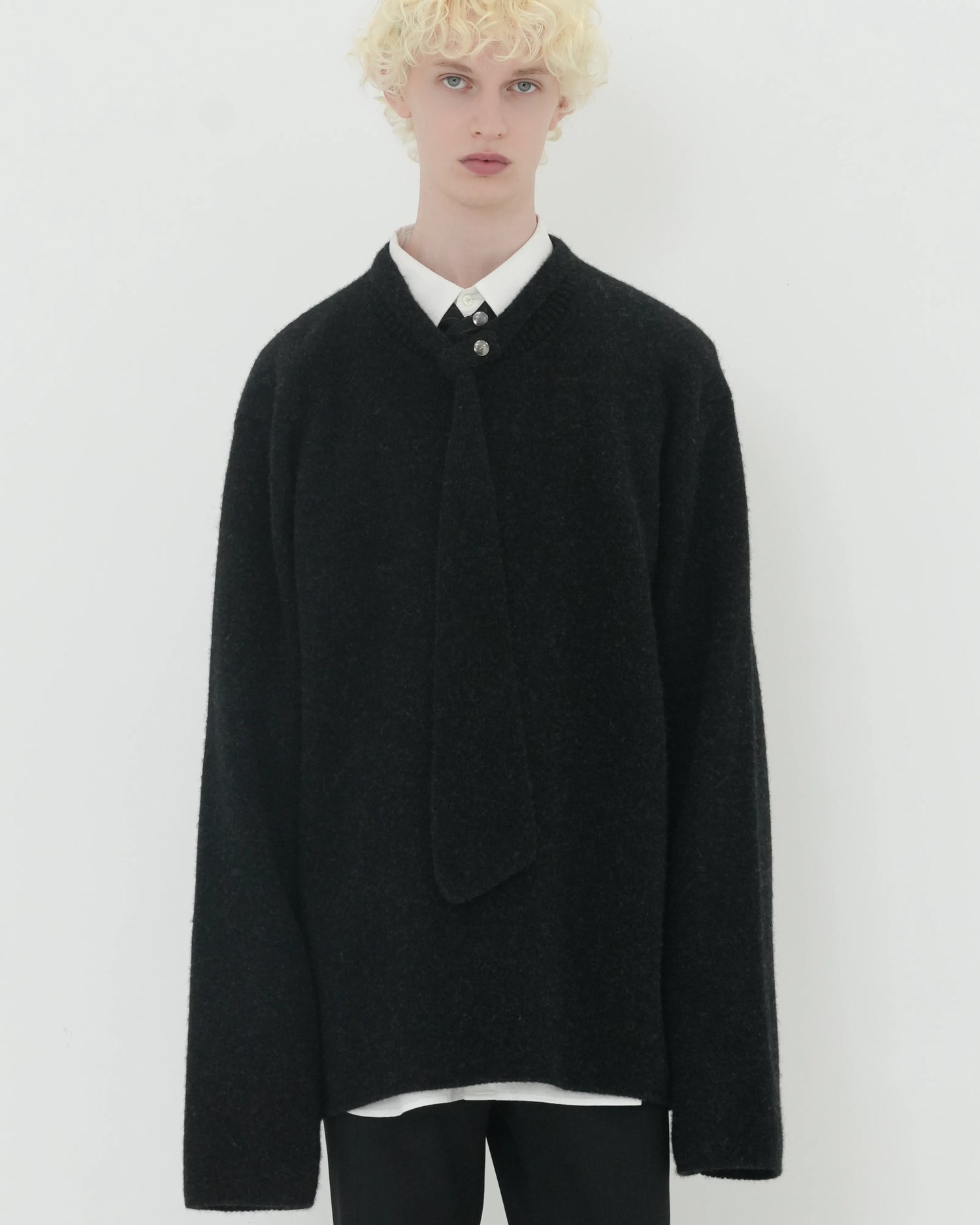 NECKTIE KNIT PO CHARCOAL