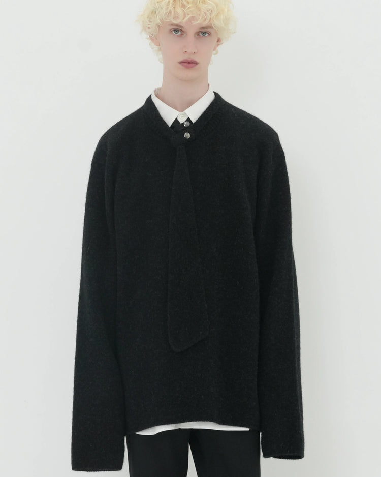 NECKTIE KNIT PO CHARCOAL