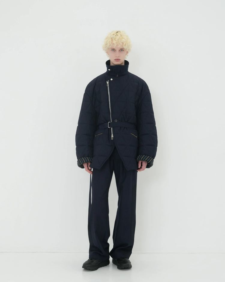 CHALK STRIPE TRACK PANTS NAVY