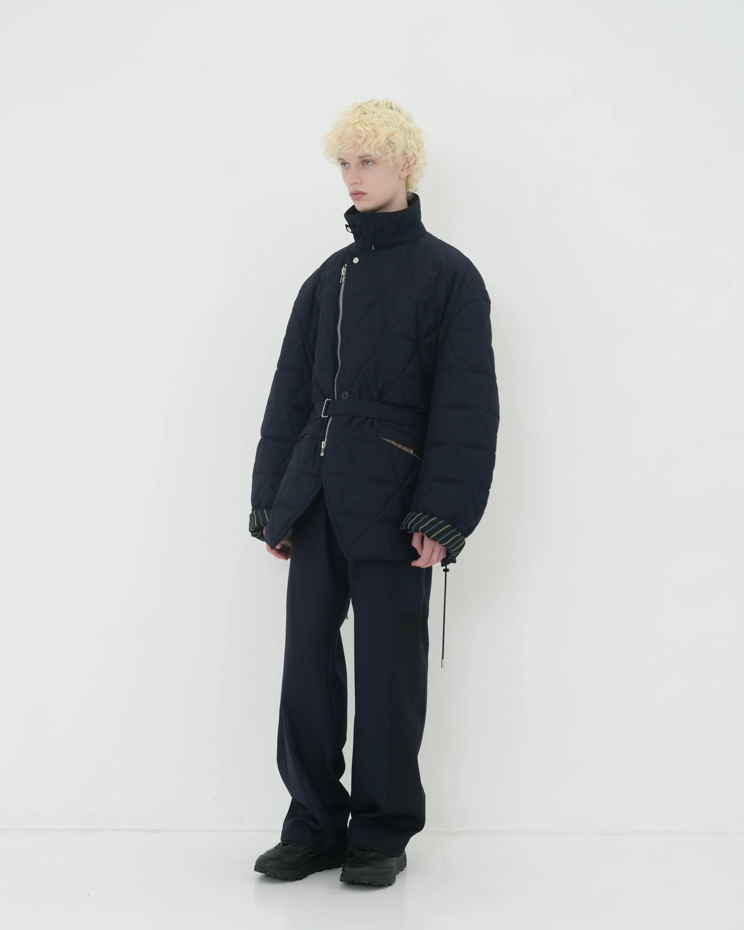 CHALK STRIPE TRACK PANTS NAVY