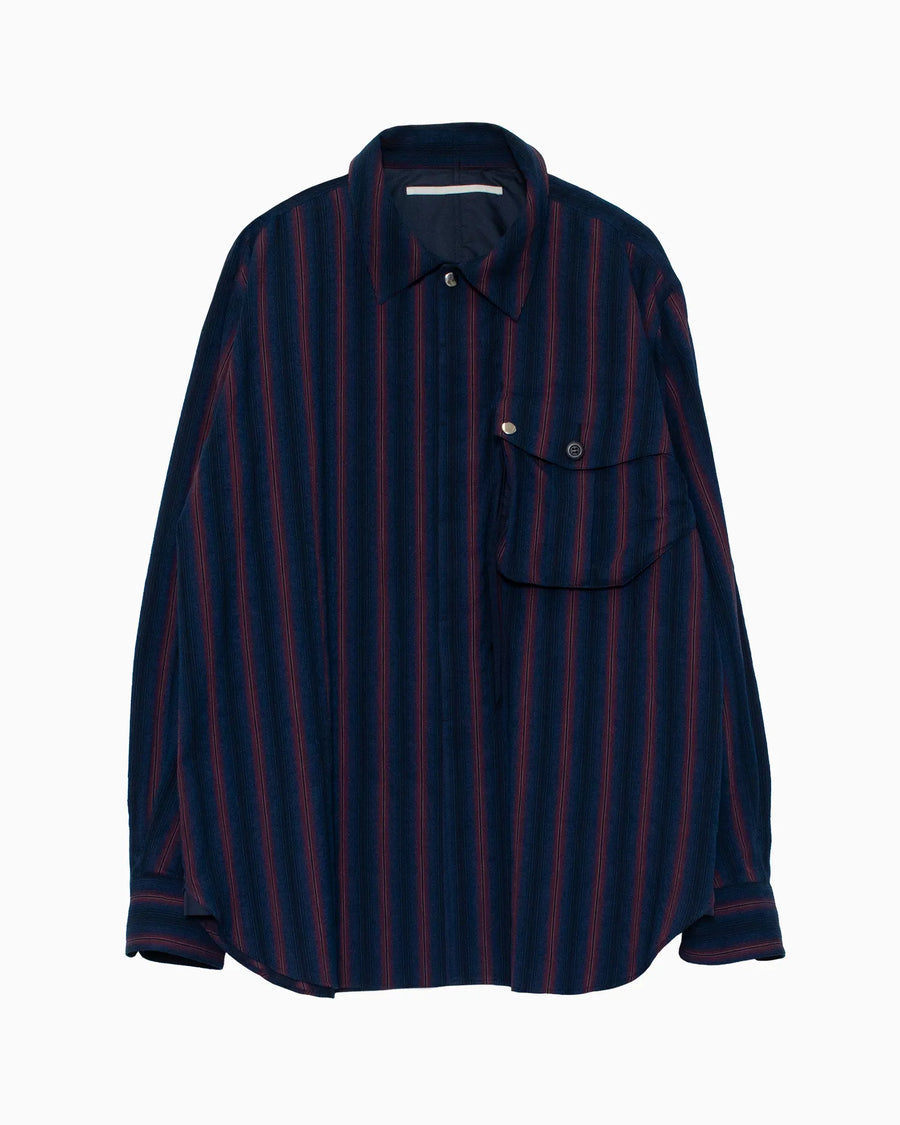 OMBRE STRIPE MILITARY SHIRT NAVY