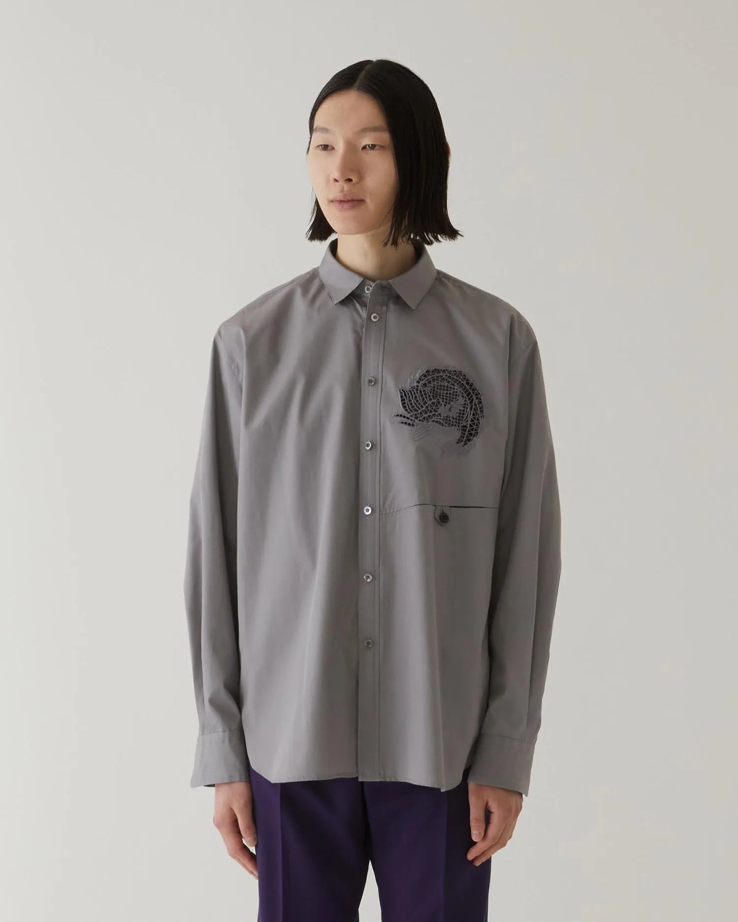 EMBROIDERY SHIRT GREY